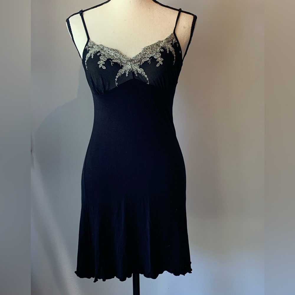 VTG NINA BERI Babydoll Black  NIGHT GOWN, Size S Made In Argentina